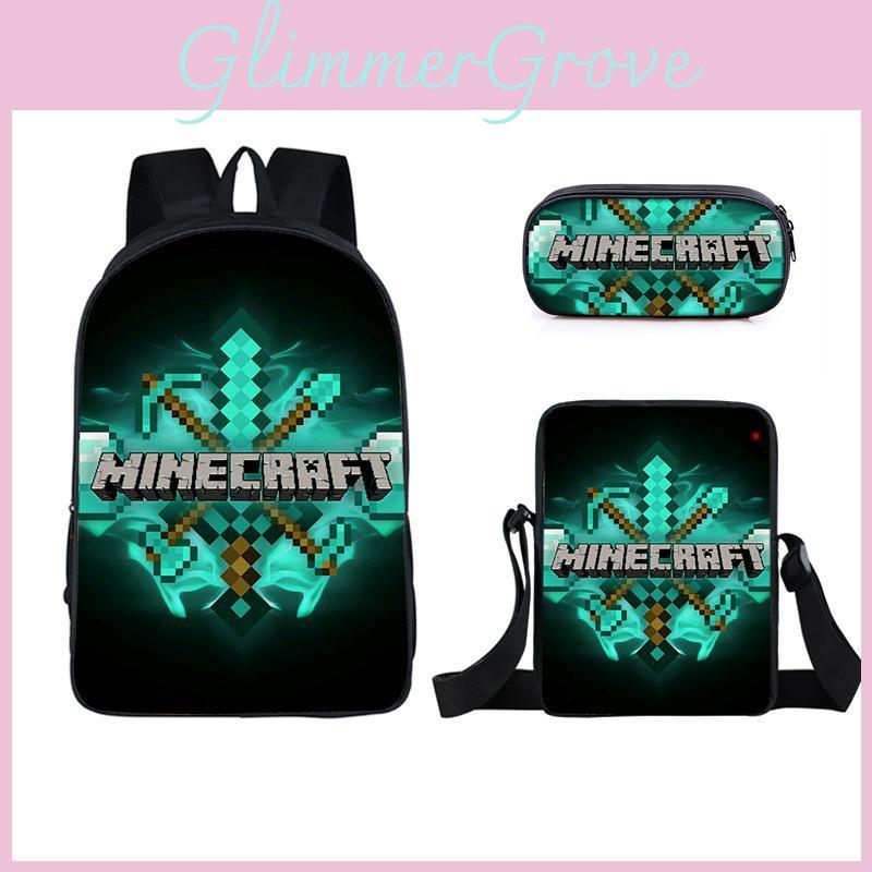 Minecraft Cartoon Game Character Printed Children Large Backpack Capacity