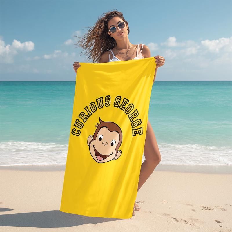 1Pc Curious George Christmas Adventure Beach Towel Microfiber Beach Towel Thin Absorbent For Beach Swimming Yoga Bath Sports 0917215