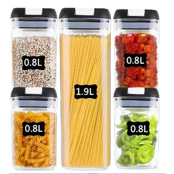 

5 шт. / набор Контейнер для хранения продуктов Герметичный резервуар для хранения зерна Контейнер для сухих зерен с крышкой-Прозрачный органайзер для продуктов