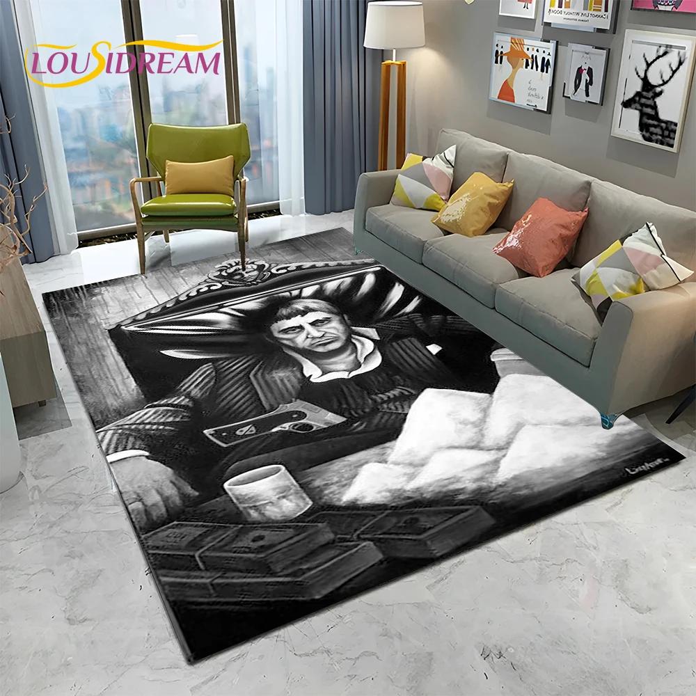 Scarface 3D Classic Film Tony Teppich für Zuhause Wohnzimmer Schlafzimmer Sofa Fußmatte Dekor, Kinder Spielbereich Teppich Rutschfeste Bodenmatte