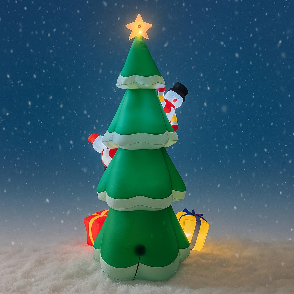 8.2FT Inflatable Christmas Tree Santa Claus Snowman Gift Box Toy Xmas Yard Decoration Festive Gift LED Lit Supplie Home Ornament