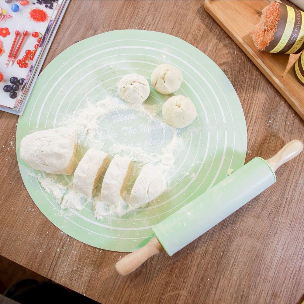 2 Stück/Set Runder Nudelholz Gebäckmatte Set Silikon Knetunterlage Backzubehör Teigmatte Mehl