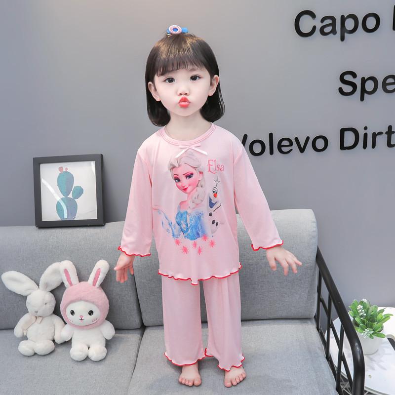 Girls Cute Cartoon Princess Mermaid Pajama Set Two Piece Loungewear