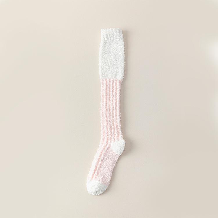 Autumn and Winter Coral Fleece Socks, Women's Warm Thigh-high Socks, Thickened Calf Fleece Sleep Socks, Fleece Home Socks