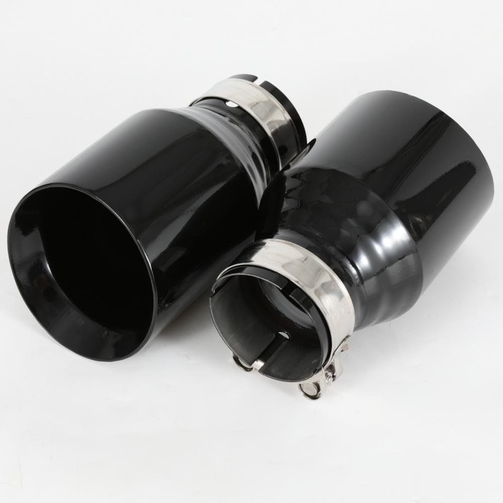 1 PC Car Modified Stainless Steel Glossy Black Exhaust Pipe Universal Bevel Edeg Shiny Muffler Tip For BMW Series Mazda VW Benz