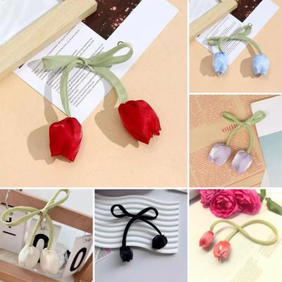 Stoff Tulpenband Haargummi Zubehör Gardinen Raffhalter Tulpenband für DIY Basteln Kleidung Haarband Taschen Sträuße Dekoration