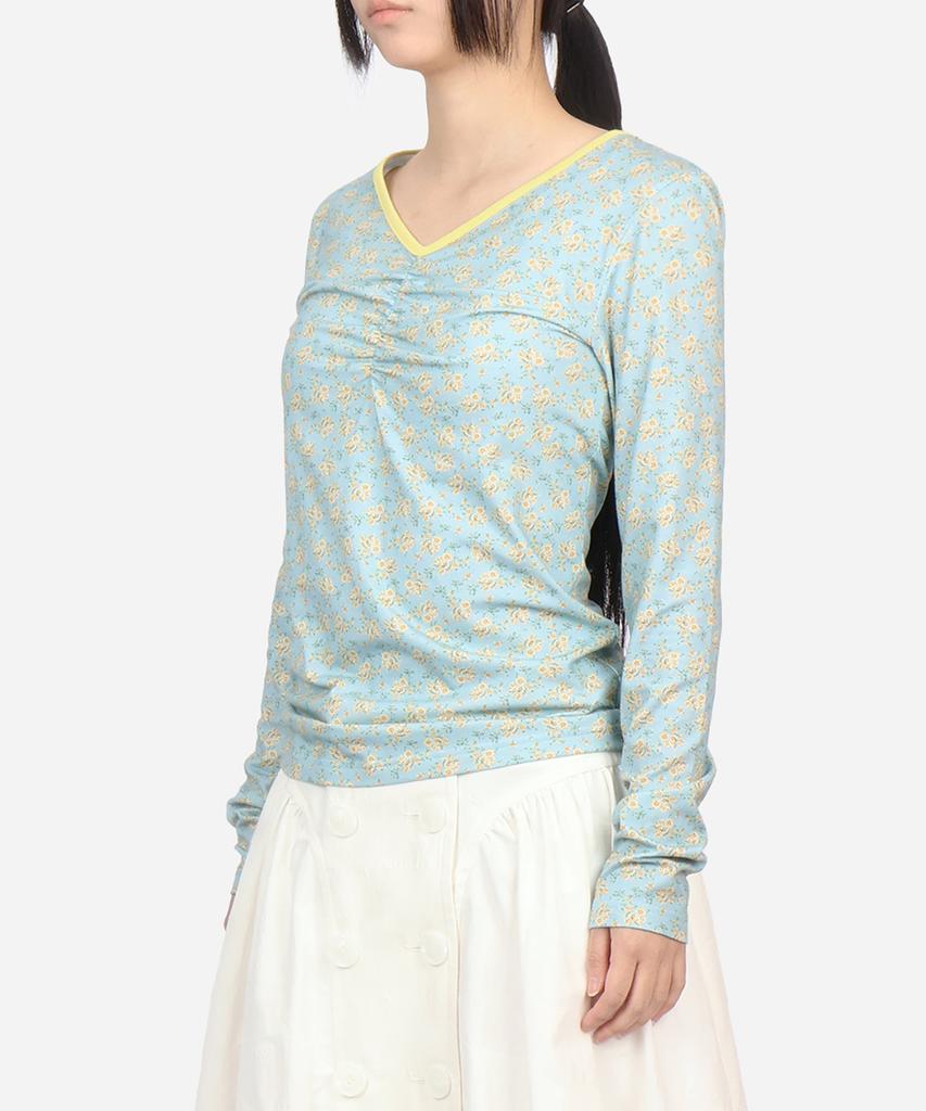 Sseonegteu Floral Cinch Front Ls Tee - Blue