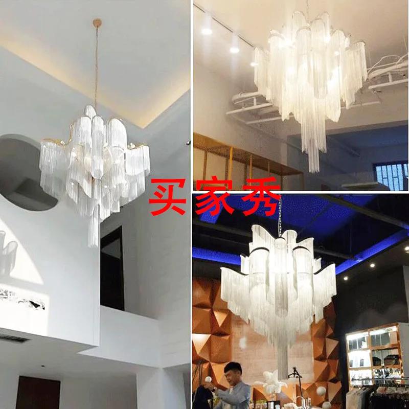 LED Post-modern Tassel Chandelier Duplex Building Loft Apartment Chandelier Italian Villa Living Room Staircase Light Luxury