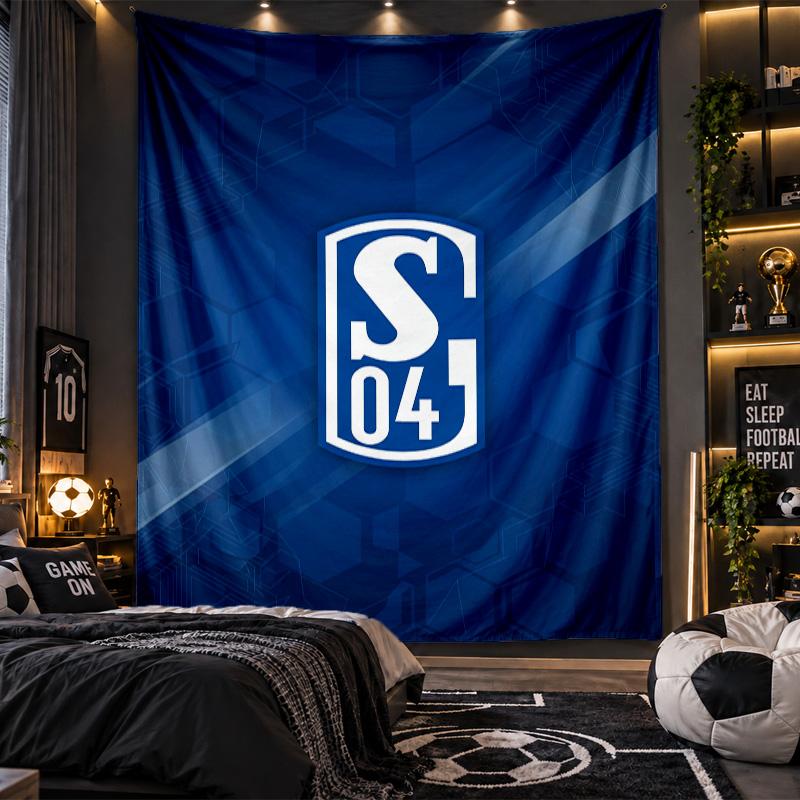 Wandbehang Wandteppich Schalke 04 Aufdruck Stoff für Wohnzimmer Schlafzimmer Heimdekoration