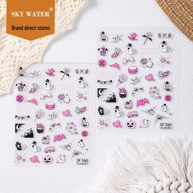 Sky Halloween Ghost Kids Nail Art Stickers - Cartoon Patterns for Journals and Nails