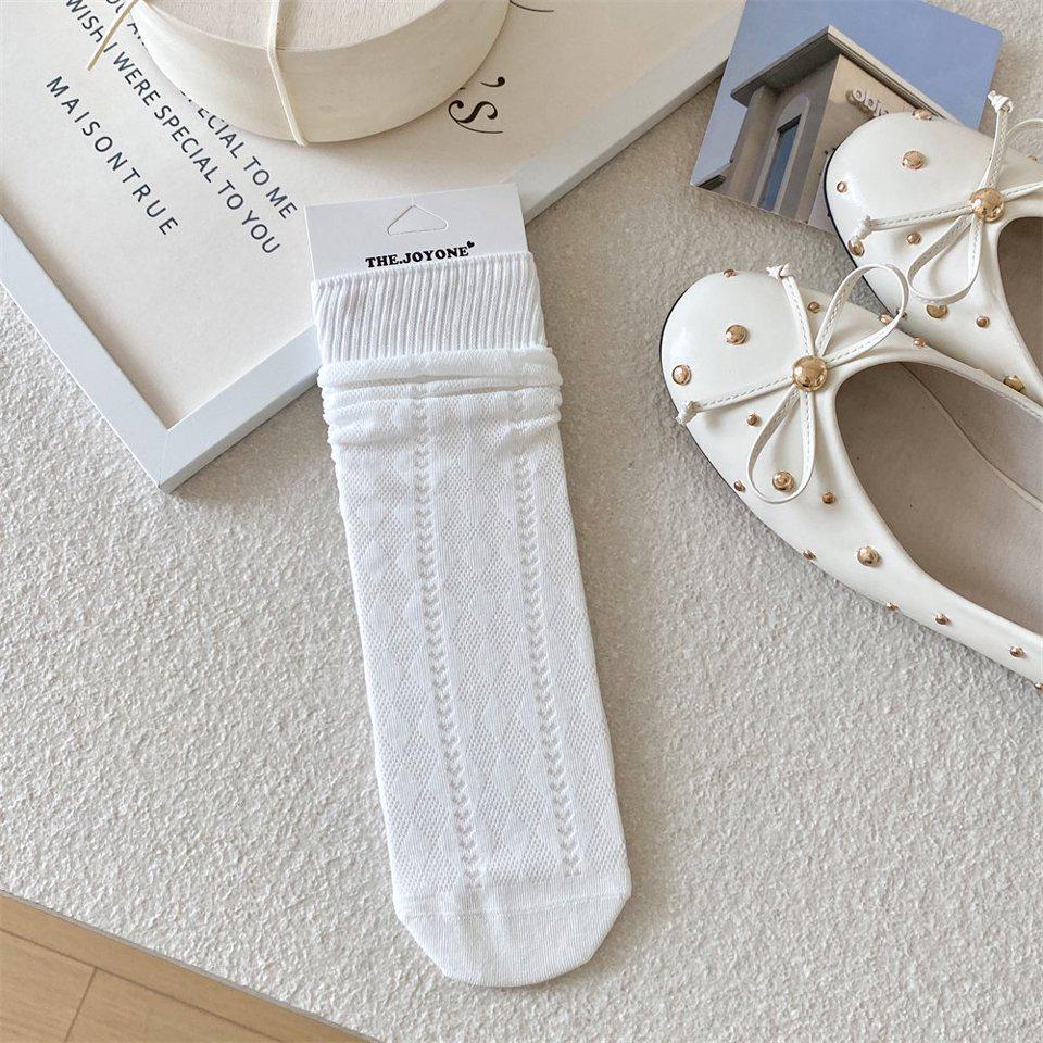 Women's Ballet-Style Mid-Calf Slouch Socks - Thin, Breathable, Diamond Mesh Design, Hollow, Boneless, Great for Summer