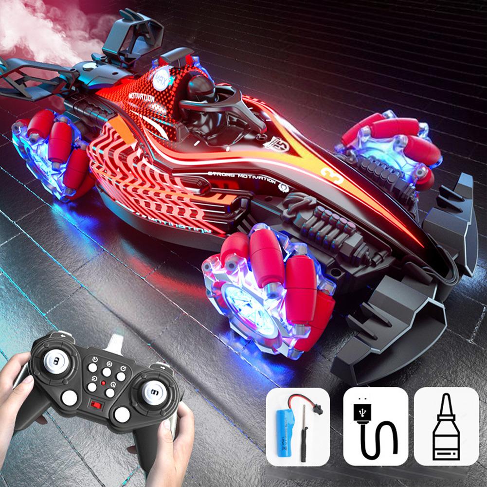 

Радиоуправляемая машина для детей 4-канальная 2,4G машина с дистанционным управлением со светом, музыкой, распылением, дрифтом, симуляция гоночного автомобиля, подарки на день рождения для мальчиков и девочек красный