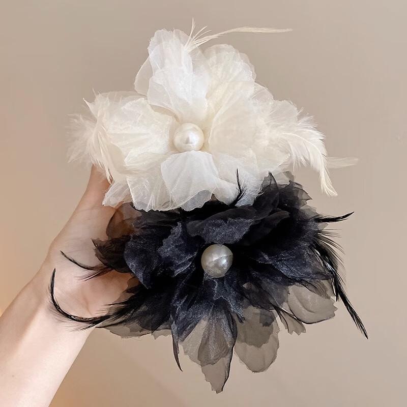 Fumede Women's Ostrich Feather Hair Claw Clip Set