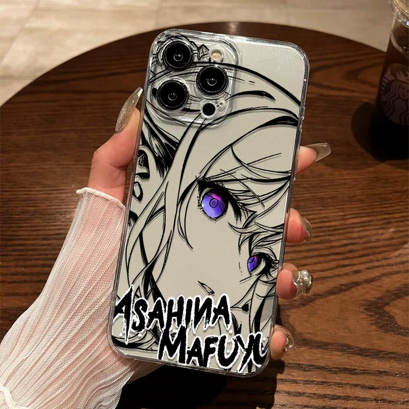 Anime Girl Line Art Clear TPU Phone Case For IPhone 15 Pro Max & Samsung Galaxy S24 Ultra, Shockproof Cover