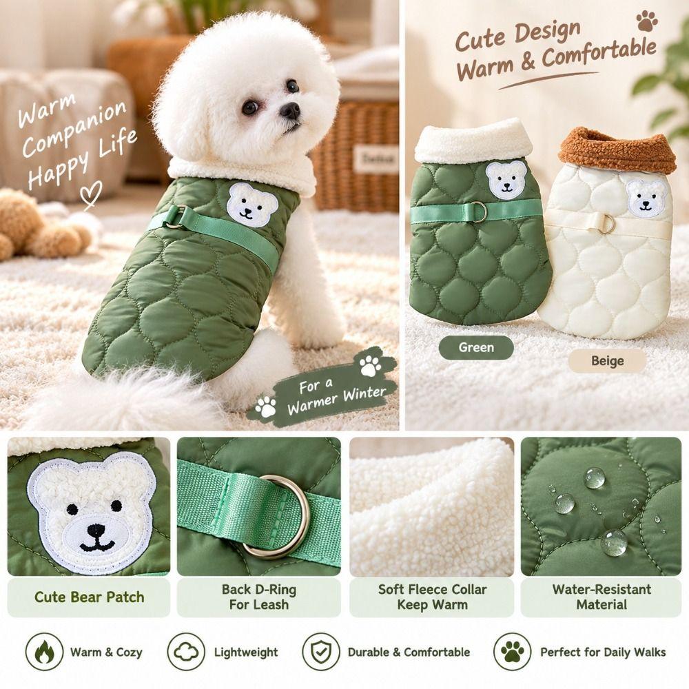 Leash Ring Dog Winter Jacket Two Leg Design Pet Coat Comfortable Cat Cotton Vest Winter Season