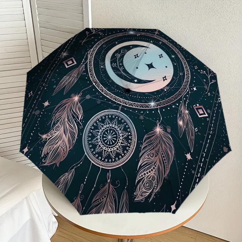 

1pc Bohemian Dreamcatcher Moon Stars Umbrella with Plastic Handle,Suitable for All Seasons Home Travel Outdoor UmbrellaDD356