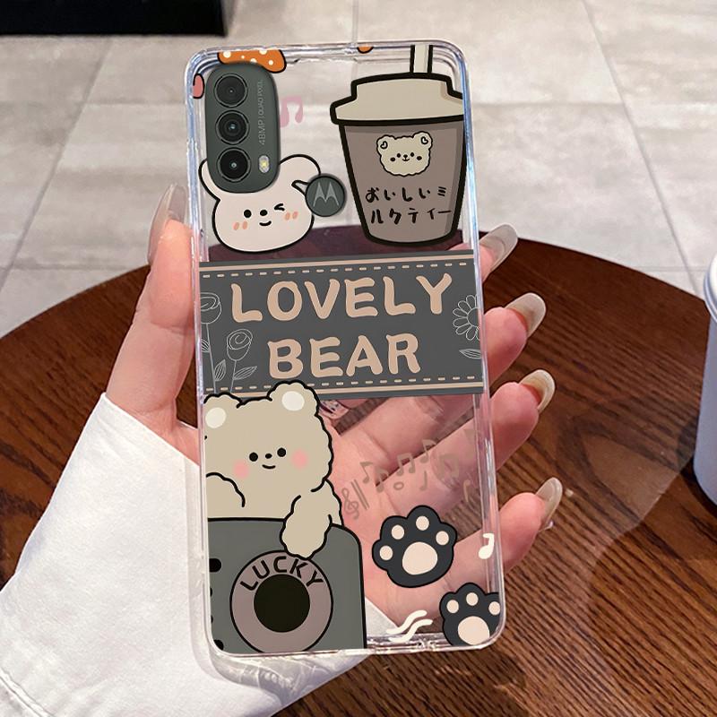 For Motorola Moto E40 / Moto E30 / Moto E20 Case Clear Silicone Jelly Soft TPU Back Cover Cute Rabbit Cat Dinasaur Phone Cases