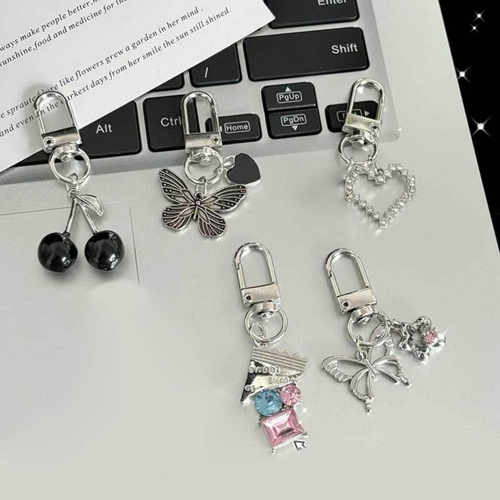 Cherry/Candy/Butterfly/Bow Heart Keychain Alloy Key Chain Multi-Functional Phone Chain Women Girls Bag Purse Accessory