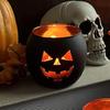 Halloween Table Decor Set of 6, Jack O Lanterns Black Glass Votive Tealight Candle Holders, Halloween Decorations Indoor Party Mantel Coffe Table
