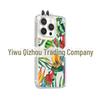 Green Parrot Watercolor Flowers & Birds Phone Case for 15/15pro, Inspired by the Forest's Colorful Ecological Chain.