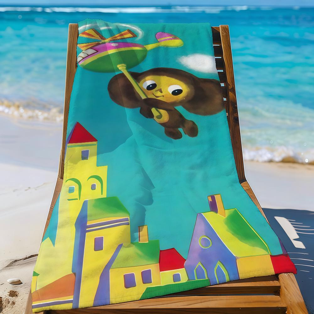 Cartoon Cheburashka Cute Towel Sports Quick Dry Travel Camping Gear Sandproof Soft Light Large Beach Towel