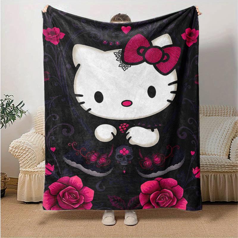 

1pc Darkly Elegant Hello Kitty Blanket, Soft Throw for Room Decor, Perfect Gift for Family and Friend, Living Room, Travel, Camping, Car Blankets, Bea 130x150cm