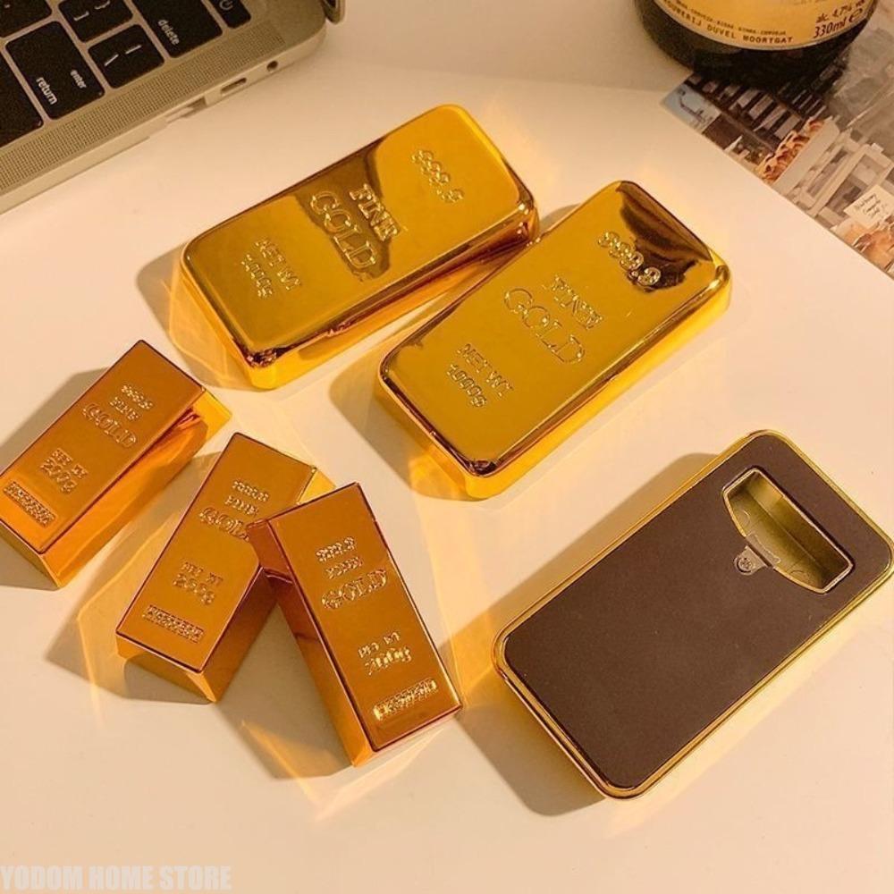 New Creative Stainless Steel Gold Bar Design Beer Bottle Can Opener Bar Restaurant Beverage Metal Opening Kitchen Tool Gift