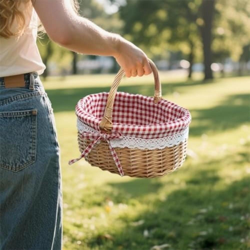 Multi-Purpose Storage Basket Hand Woven Fruit Basket Creative Picnic Basket Outdoor Camping