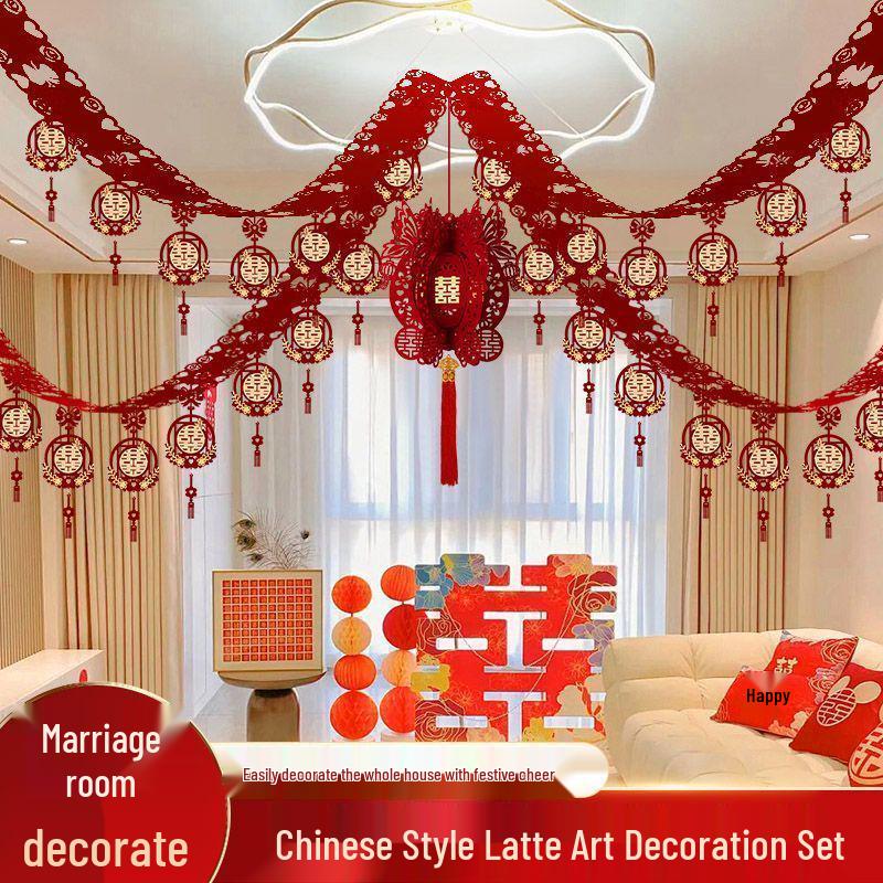 Chinese Style Wedding Latte Art Hanging Decoration for Living Room & Bridal New Room