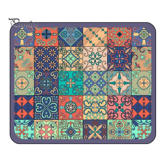 Fast Absorbent Drying Mat Bohemian Dish Mat, Super Diatomaceous Earth Drainer Water Absorption Non-Slip Colorful Ethnic Heat Insulation for