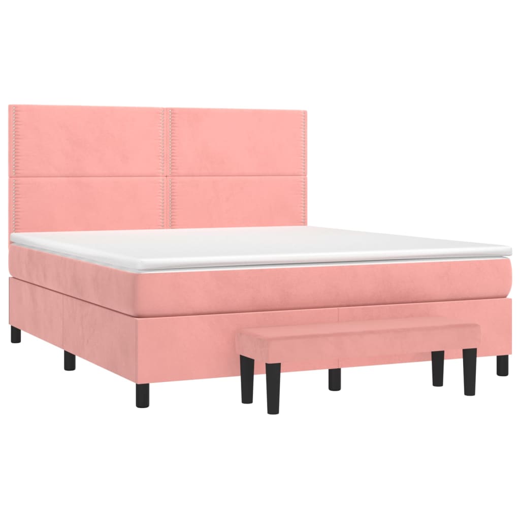 Box Spring Bed with Mattress Pink 160x200 cm Velvet