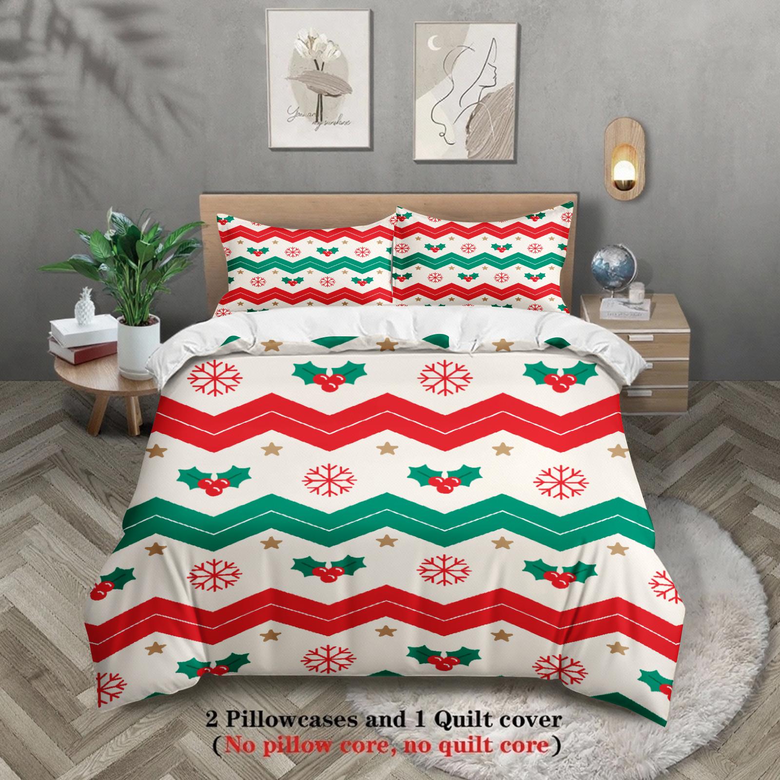 

Christmas Bedding Set Single Twin Queen King Size Duvet Cover Set No Filling Christmas Gift For Home Decorations Gift EU Single(135x200cm)