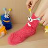 1 Paar Grappige Monstersokken Meisjes Herfst Winter Warm Koraal Fleece Vloersokken Koppel Slaapsokken Pluizige Sokken Leuke Sokken Cadeaus