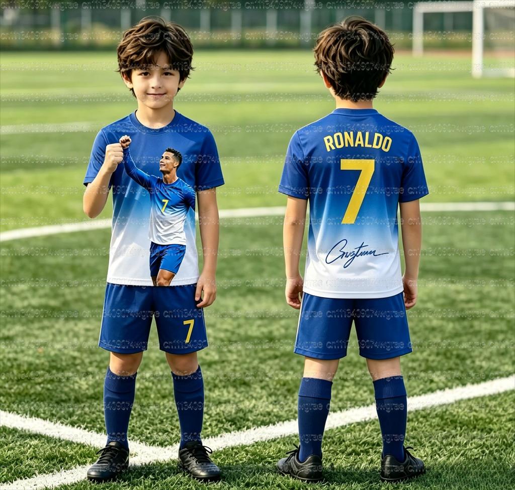 2026 Speciální Ronaldo # 7 Fan Fotbalový Dres Tričko Šortky Set Dámský Pánský Fanoušci Portugalska Košile a Šortky Letní Děti 2dílná Sada