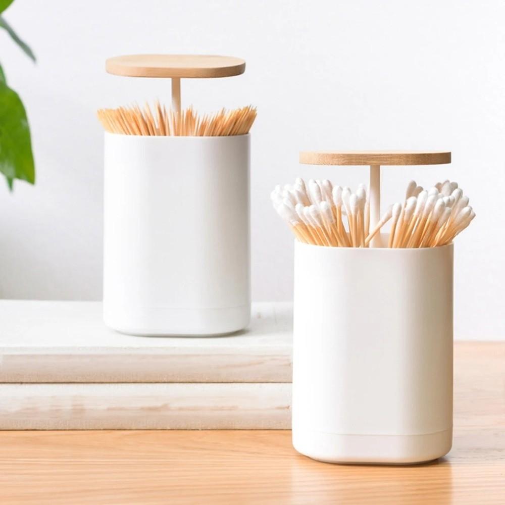 Creative Toothpick Holder Storage Case Portable Cotton Swab Box Multi Compartment Organizer Automatic Pop Up Toothpick Dispenser