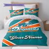 Name Custom Miami Dolphins Pattern Bedding Set Quilt Cover Pillowcase Home Decor Gift (1 * duvet cover + 2 * pillowcase, without core)