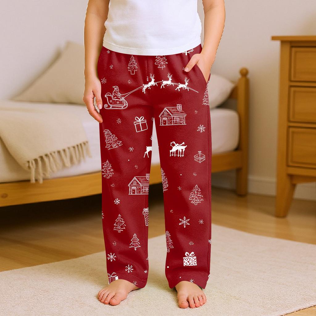 Children's Soft Comfortable Pyjama Bottoms Casual  Christmas Print Home Pants