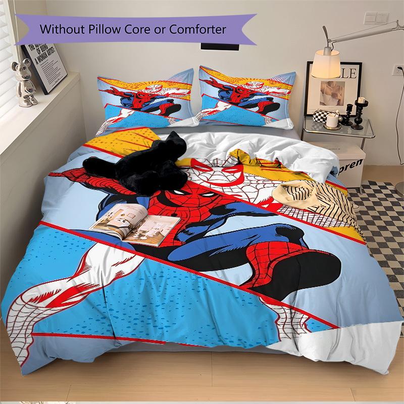 3pcs Spider-Man Web 1 Cover+2 Pillowcases, Pillow Inserts Not Included, Machine Washable, All-Season Use, Teen and Adult Rooms119