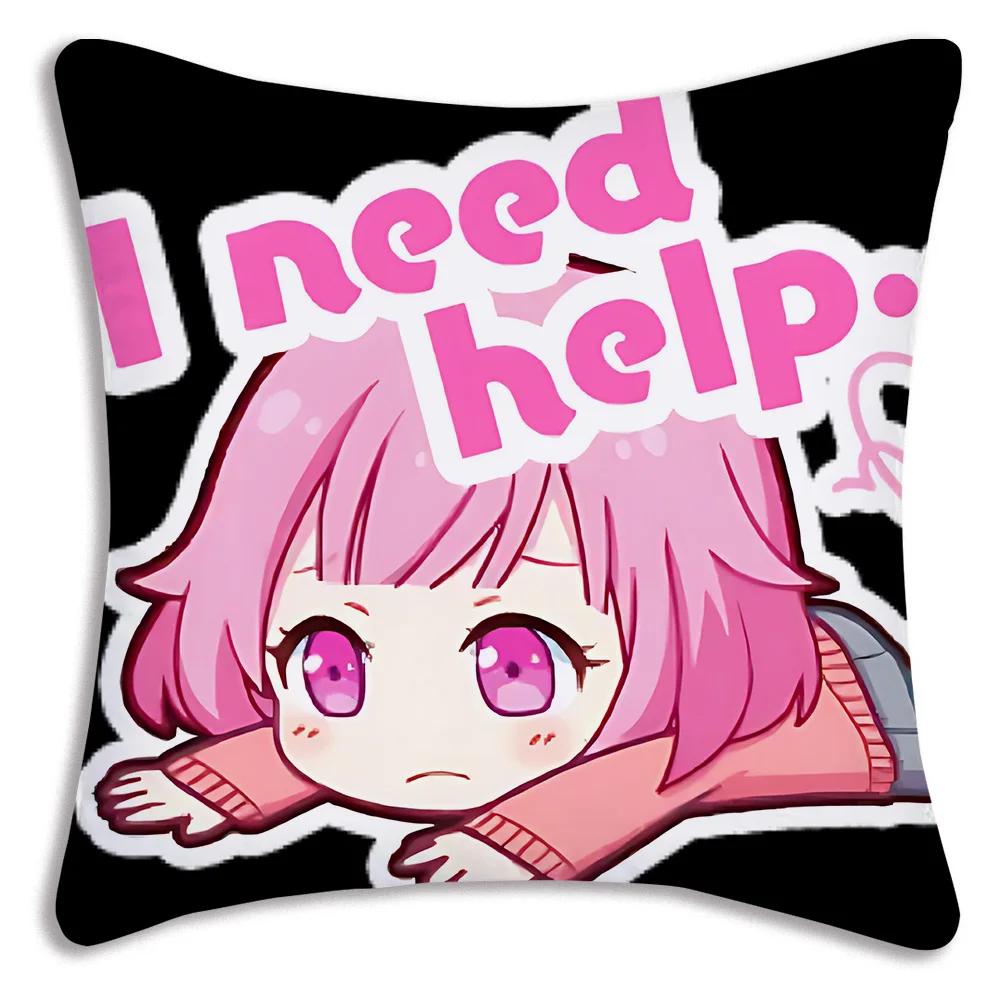 Game Manga Anime Otori Emu Chibi Pillow Covers Cartoon Sofa Decorative Home Double-sided Printing Short Plush Cute Cushion Cover