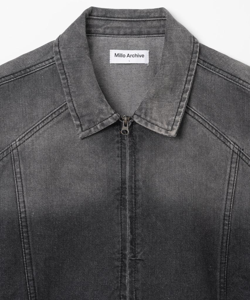 Millo Archive Back Pleated Denim Jacket [Washed Black]