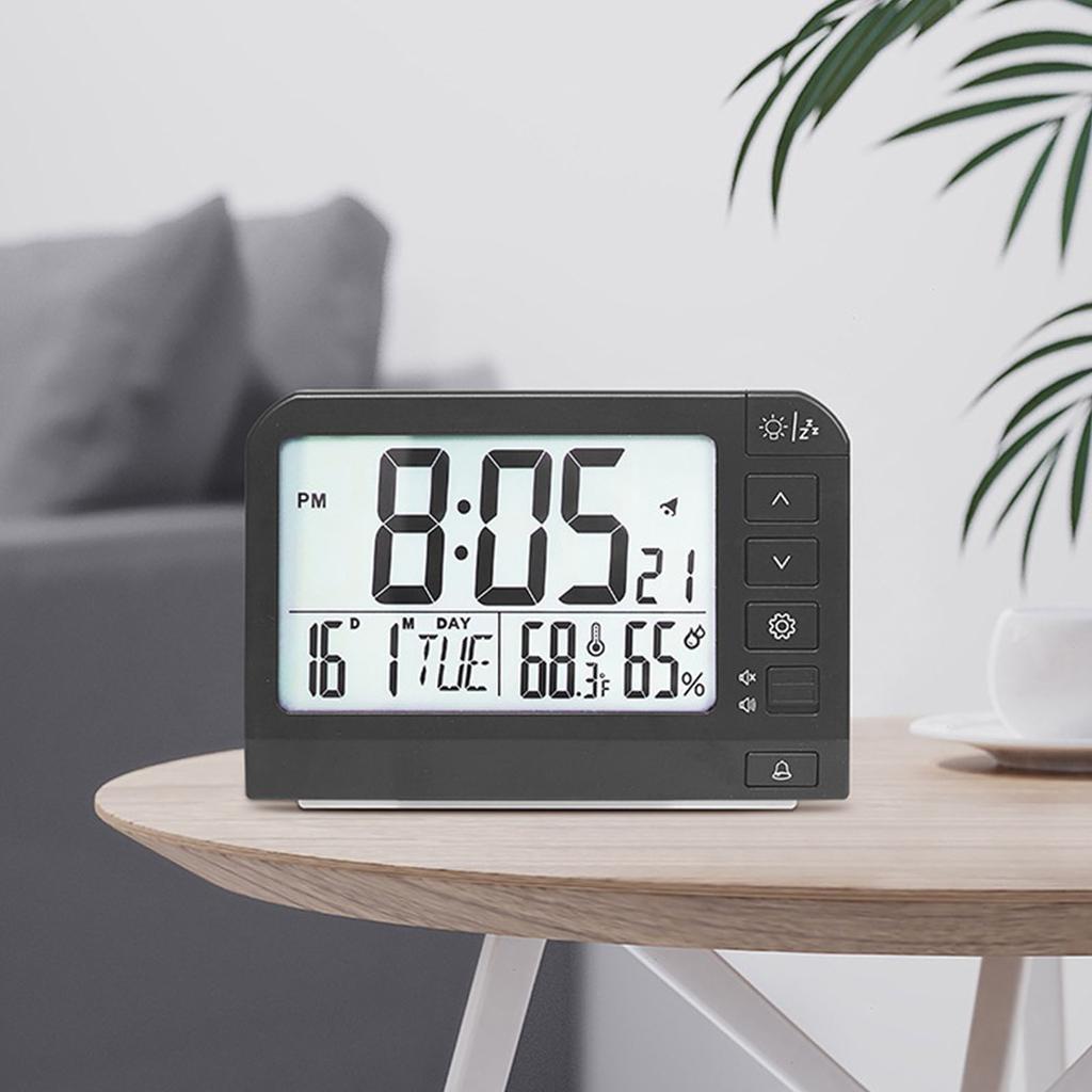 Large Screen Digital Alarm Clock with LCD Display Backlight Temperature Battery Operated for Students and Professional