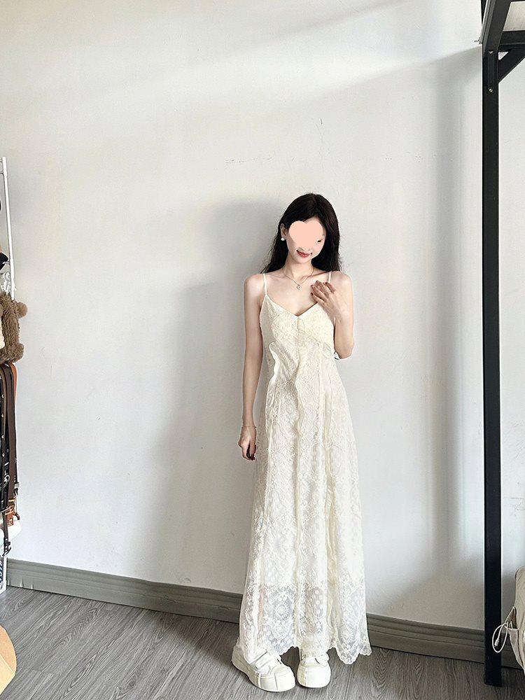 French Lace Camisole Dress 2025: Women's Petite Summer Waist-Slimming Fairy Dress