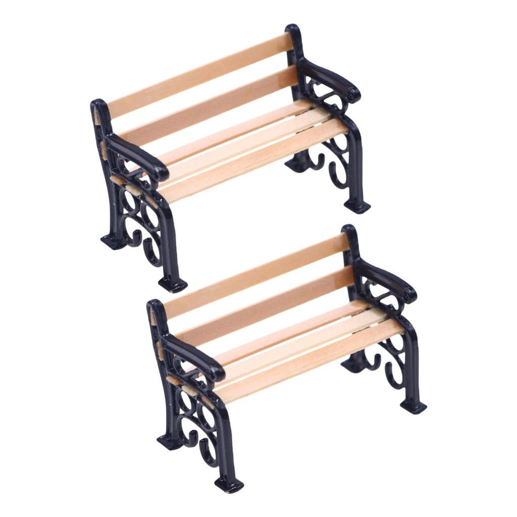 2PCS Miniature Park Chairs Model Furniture Figurine For 1/12 Doll House Decoration Garden Scene Display Accessories