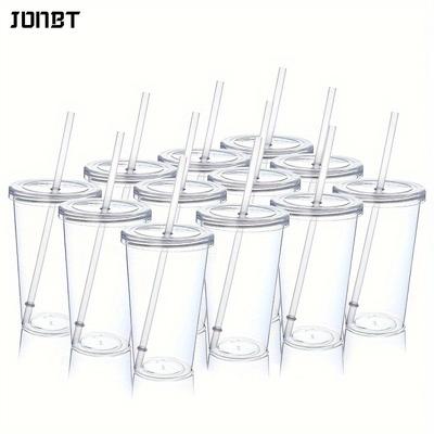 3PCS Reusable Single Layer Plastic Transparent Drinking Cup Water Bottle With Lid Straw Outdoor Drink Tea Milk Coffee Mug Tools