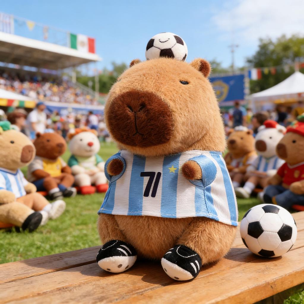 Capybara Plush Toy Soccer Football Basketball Fan Mascot Soft Stuffed Animal for Sports Lovers Birthday Gift Home Decoration