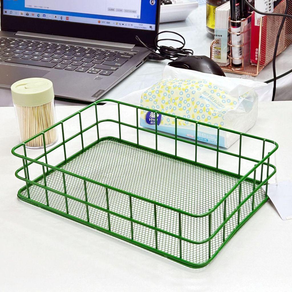 Slim Metal Storage Basket With Steel Mesh Base For Accessories And Small Items