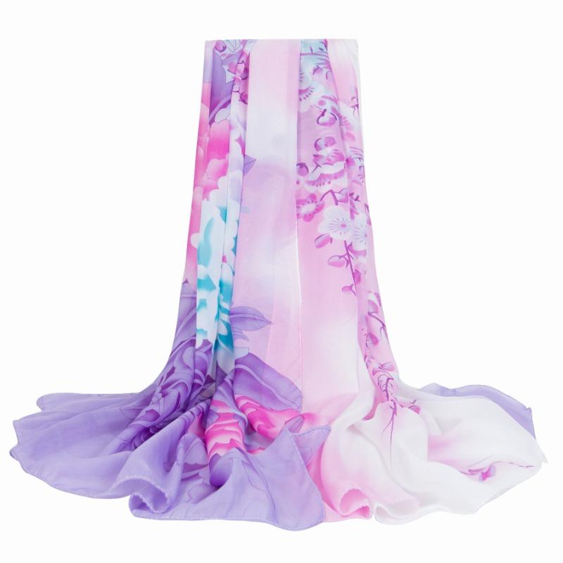 Extra Large Chiffon Printed Scarf White Shawl Dual-purpose Women's Korean Version Autumn and Winter Long Scarf Beach Towel for Women