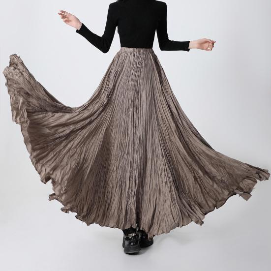 Women Skirt Skirt Elastic High Waist Maxi Pleated Dance Skirt Party