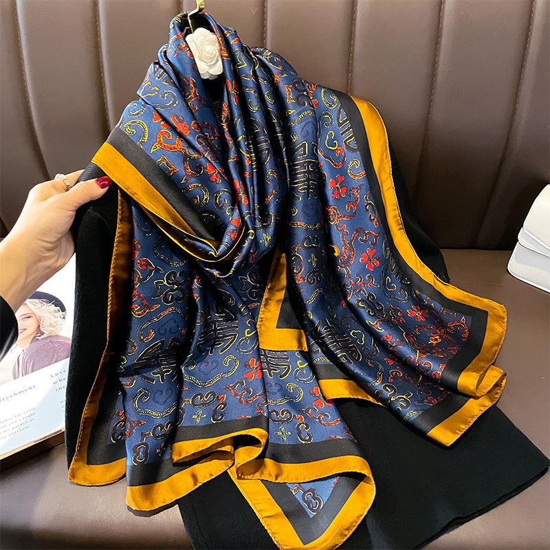 180X90Cm Luxury  Fashion Summer Women Soft Silk Scarves Female Shawl Foulard Ladies Muffler Beach Wrap Bandanna Pareo Beach