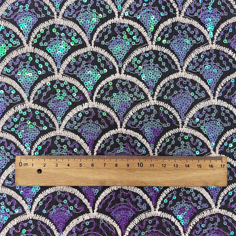91x130cm Mesh Mermaid Scales Sequin Embroidery Fabric Kids Stage Performance Costume Handmade DIY Lace Designer Fabric